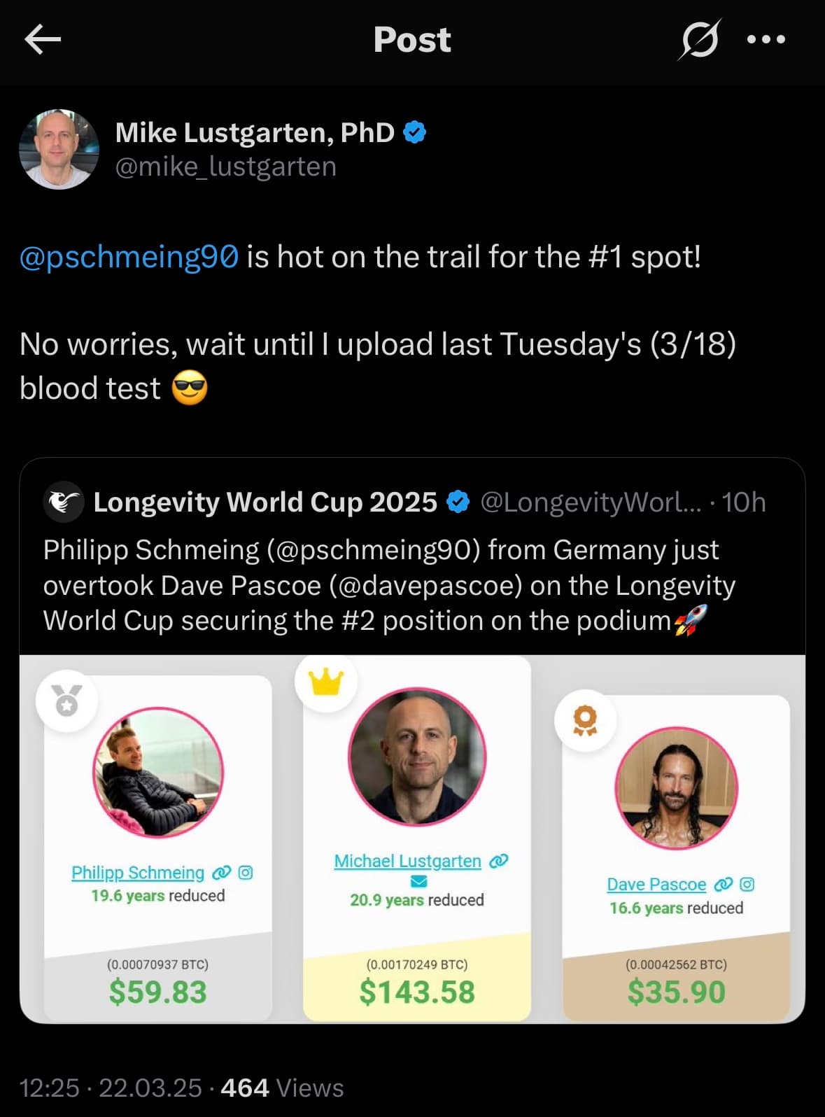 Biological age result snapshot